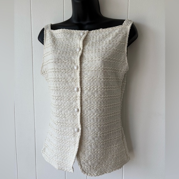 Cream Textured Women's Blouse | Size Small - Picture 2 of 5